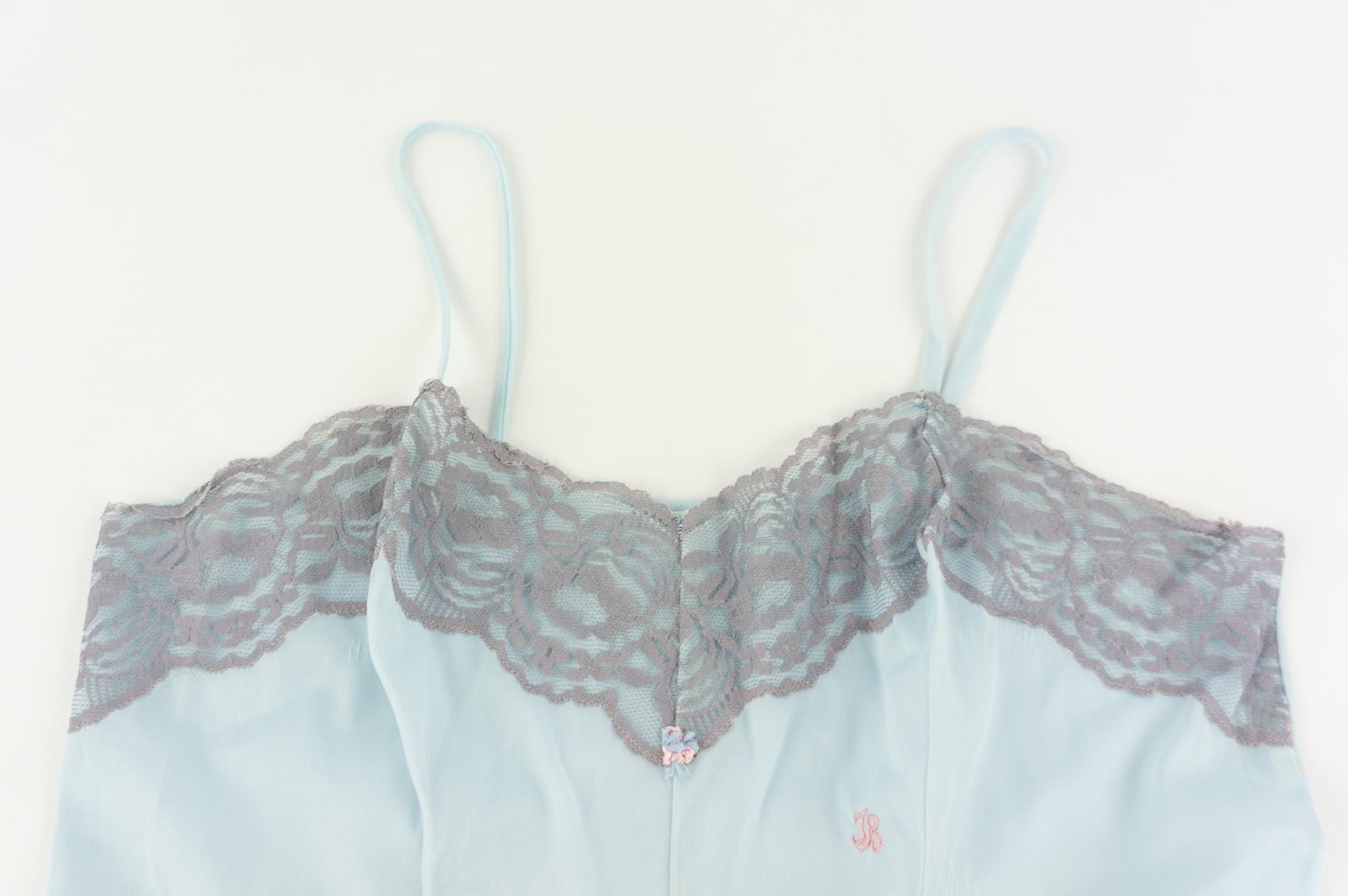 Vintage Blue Lace Night Gown 1970s | Antic Babydoll Lingerie | French ...