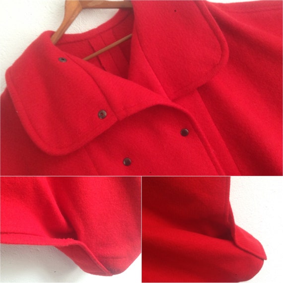 Vintage Cape Coat | 1980s | Red Oversize Jacket |… - image 10