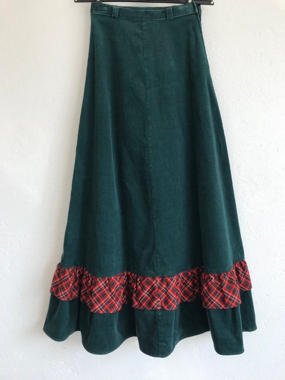 Vintage Corduroy Skirt | 1970s | Maxi Ruffle/Chec… - image 7