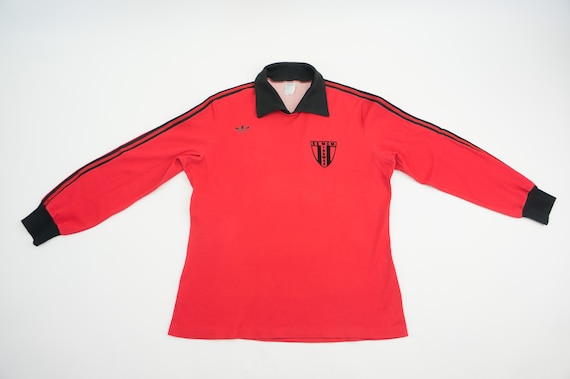 Adidas Vintage Soccer Jersey 1970s | Red Black Long Sleeve
