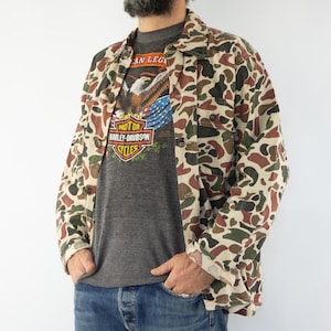 Medium 70s Frogskin Duck Camo Jacket | Vintage Button up