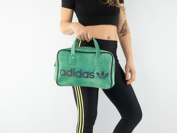 Adidas Vintage Sports Bag 1970s | Small Green Vinyl Gym Bag
