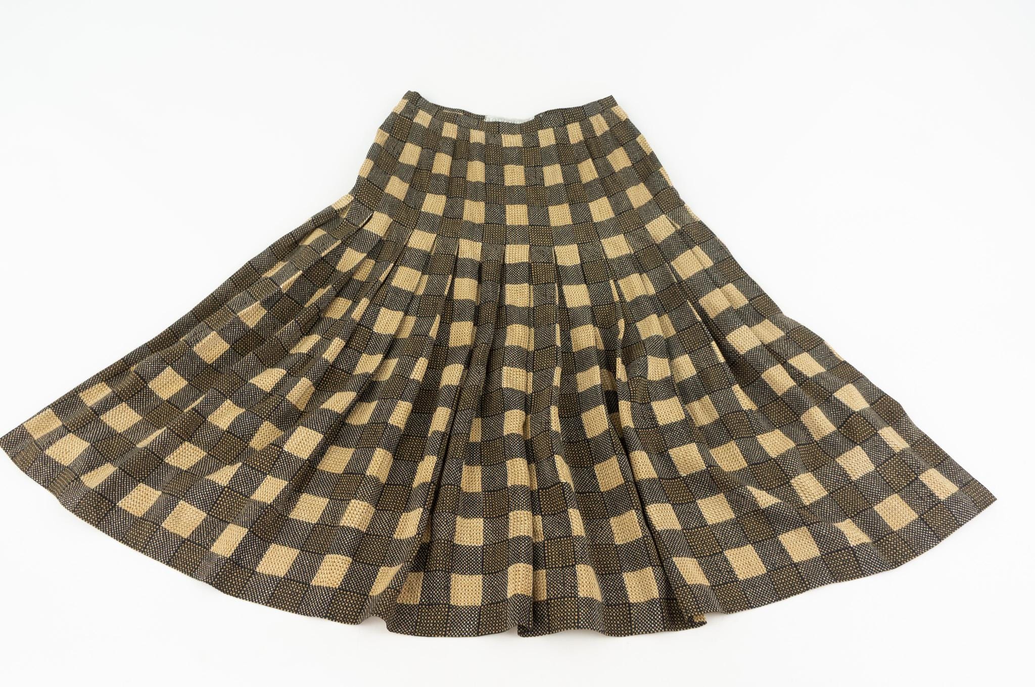 Givenchy | Vintage Pleated Skirt | 1970s | Plaid Skirt