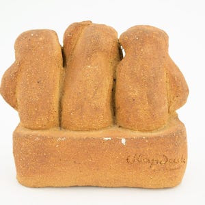 Vintage Brutalist Sculpture 1970s | Seated Terracotta Figures | Naive Art, Unique Piece | Made in Spain image 4