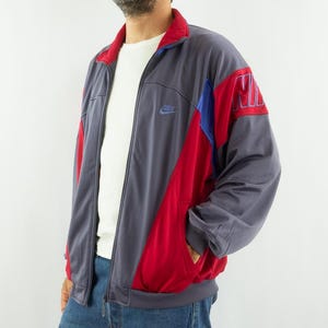 Veste Pull Homme Vintage Années 90 – Noir, Colorblock, Nylon, Taille L, Coupe-vent