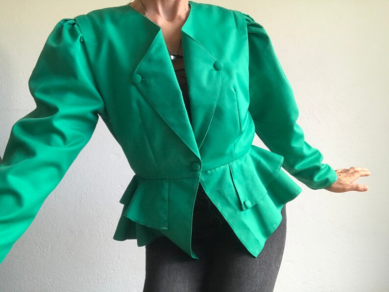green peplum jacket