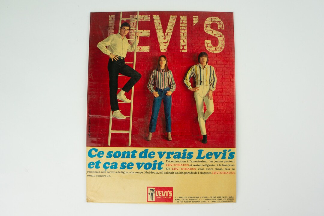 LEVI'S poster concealed rivets banner LEVI'S 30's Vintage