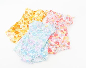Vintage badpak met bloemen uit de jaren 60 | Retro mod-strandkleding | NOS | Spanje | XXS/S