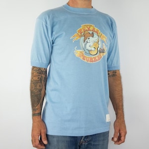 Sportswear | Vintage Tee-Shirt | 1980s | Texas Turkey | Iron-On Transfer | Single Stitch | Blue Soft Cotton | Graphic Tee | Made in USA