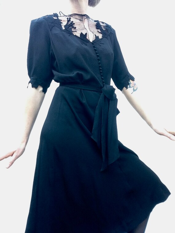 Antic lace dress | Vintage | 1930s/40s | Black | S
