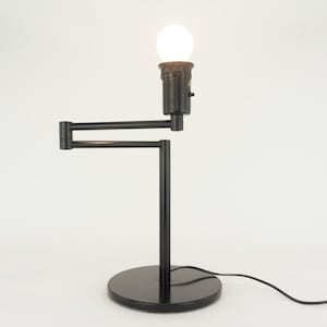Metalarte | Vintage Swing Arm Desk Lamp | 1970s | George Hansen Lamps | Swivel Arm Lamp | Black Table Lamp | Made in Spain