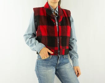 90s Vintage Woolrich Wool Vest Mens L Red Utility Workwear Full