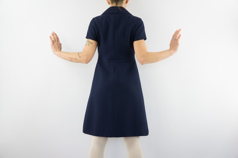 60’s Black and Blue Polyester A-Line Dress main image 0