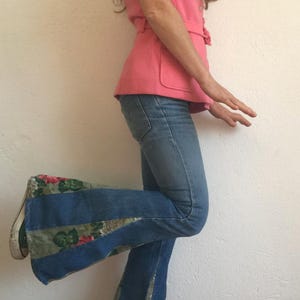 Levi&#39;s - Orange Tab | Vintage Bell Bottom Pants | 1970s | Flared Patchwork Jeans | High Waist | Denim | Flower Power | Made in USA | Size XS