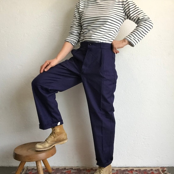 パンツ 30s40s French work pants vintage Circa 1930/40s French Peasant Whipcord Trousers / Size Large