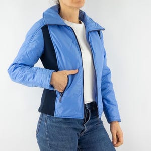 Vintage ski-jas jaren 80 | Blauwe gewatteerde pufferbommenwerper | Retro winteranorak ski-bovenkleding | Uniseks skimodejas | Maat S/M
