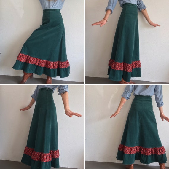 Vintage Corduroy Skirt | 1970s | Maxi Ruffle/Chec… - image 6