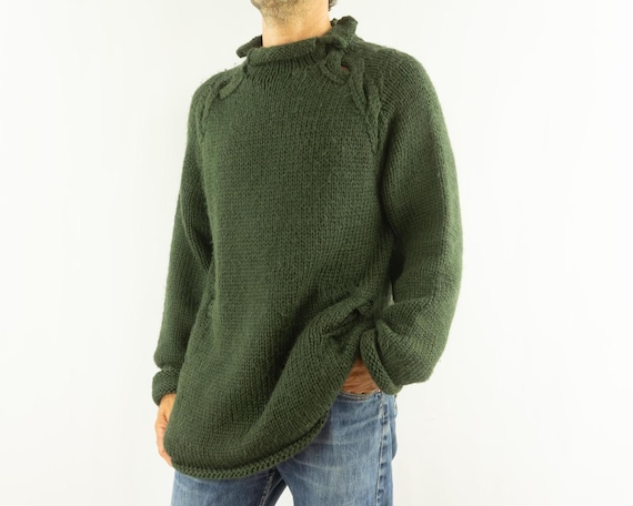 Yohji Yamamoto, Vintage Yohji Yamamoto Sweater 1990s | Chunky Knit Khaki | Made in Japan | M
