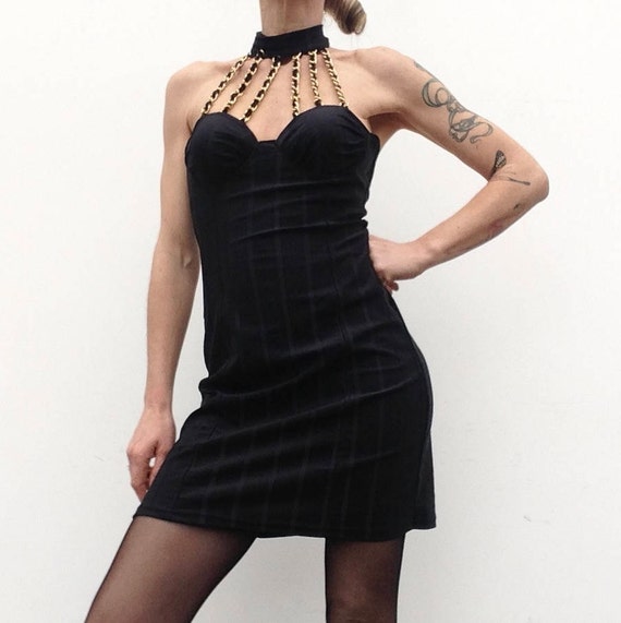 Vintage Bodycon Dress | 1980s | Black Dress with … - image 4
