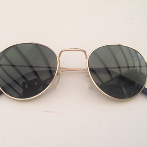 Vintage 1980s Round Sunglasses Gold Metal Frame | Lightweight John Lennon Style Shades | Gray Lenses | Retro Eyewear | NOS | One Size