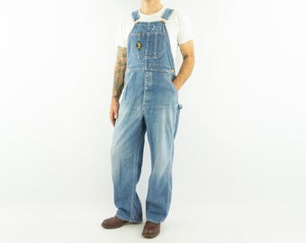 Buck Brand Salopette Vintage 1960s |  Denim Sanforisé Clair Patiné | Made in USA | M/L