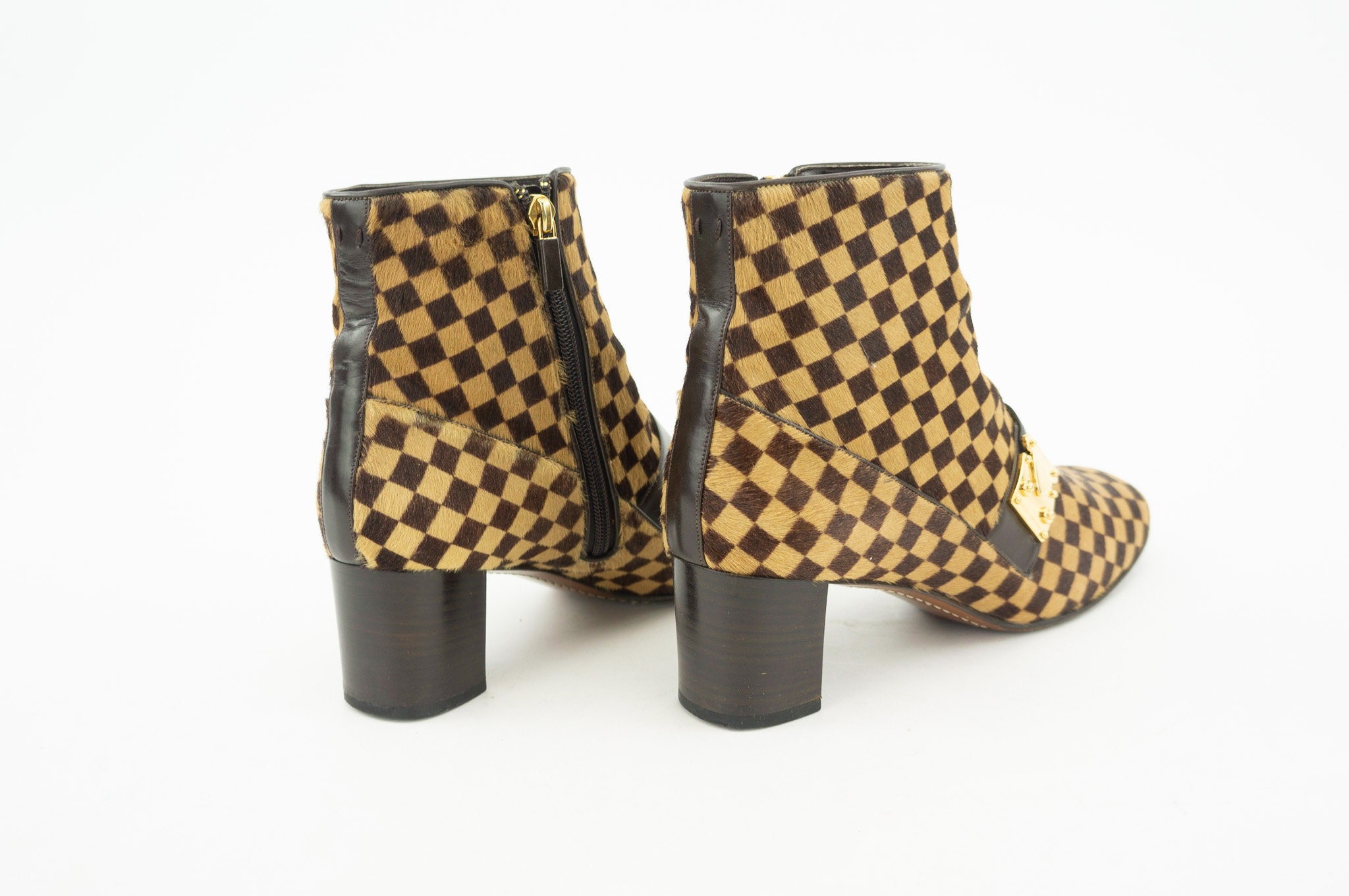 Louis Vuitton - Authenticated Ankle Boots - Pony-Style Calfskin Brown for Women, Good Condition