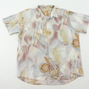 Vintage Print Shirt 1980/90s | Multicolor Abstract Pattern Shirt | Loose Oversize Fit | Short Sleeve Retro Button Up Crazy | 90s Look | L
