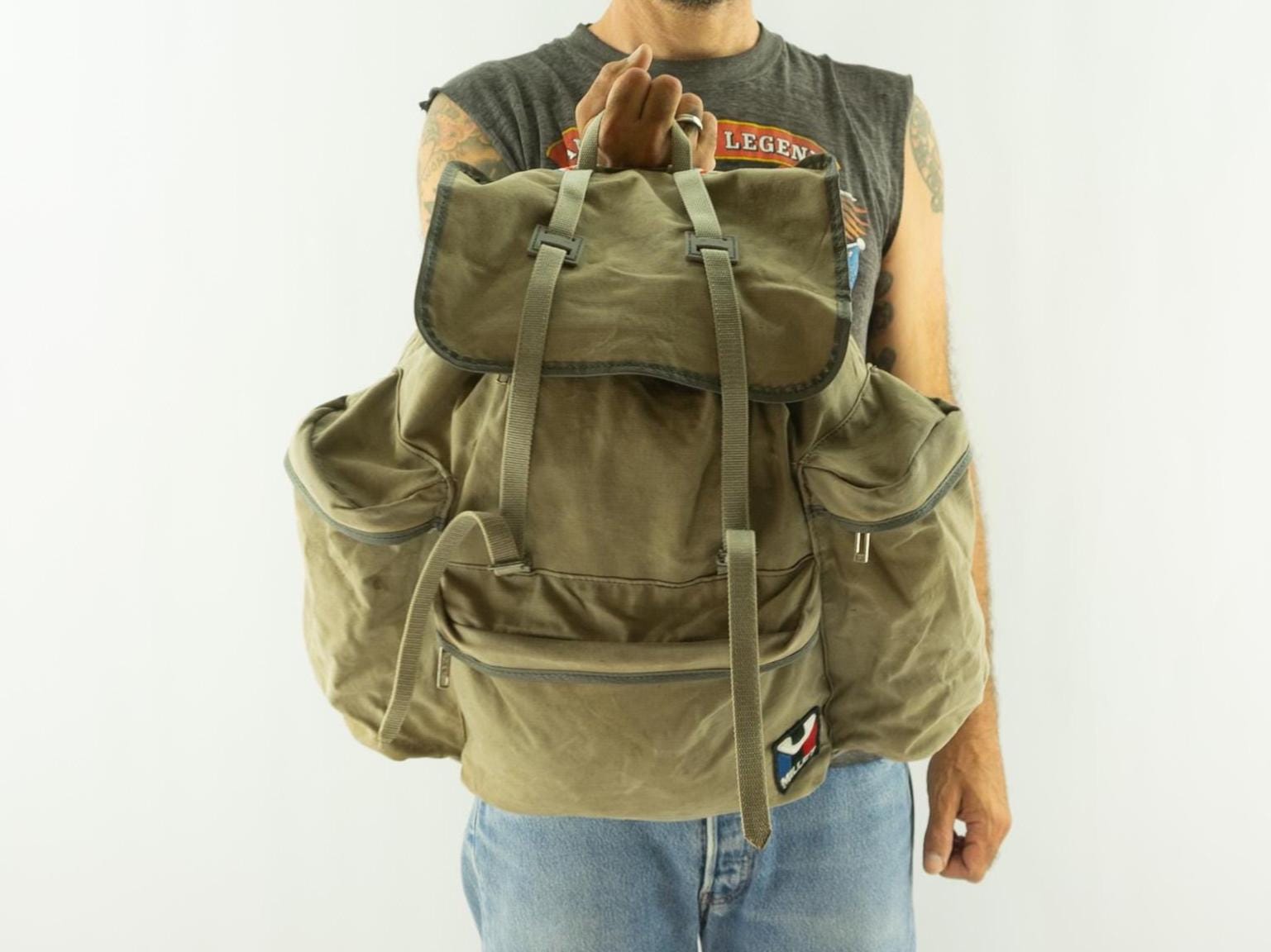 ヴィンテージ　ミリタリー　リュック　レザー カーキ アウトドア　キャンプ　登山 楽天市場】ヴィンテージ（カラーカーキグリーン）（バックパック