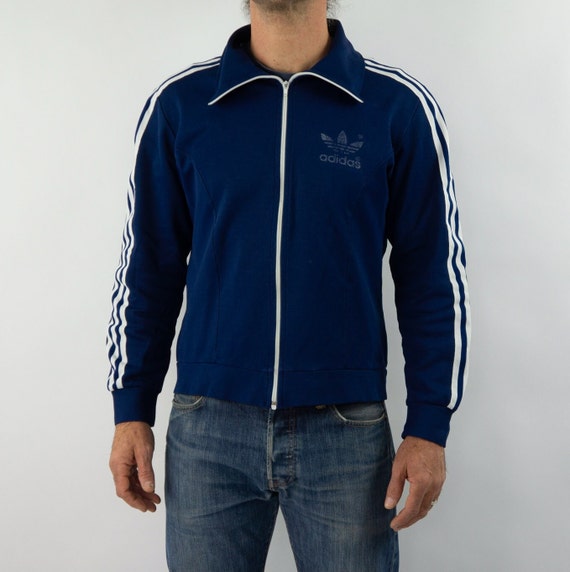 Adidas Vintage Track Jacket 1970s Blue Tracksuit Jacket/white