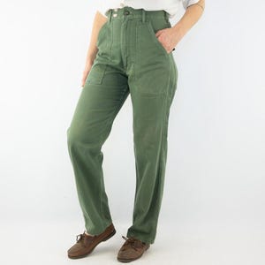 Pantalon US Army Vintage OG-107 1960s | Pantalon Militaire Utility en Coton | Vert Olive | Coupe Droite Classique | Made in USA | Taille S/M