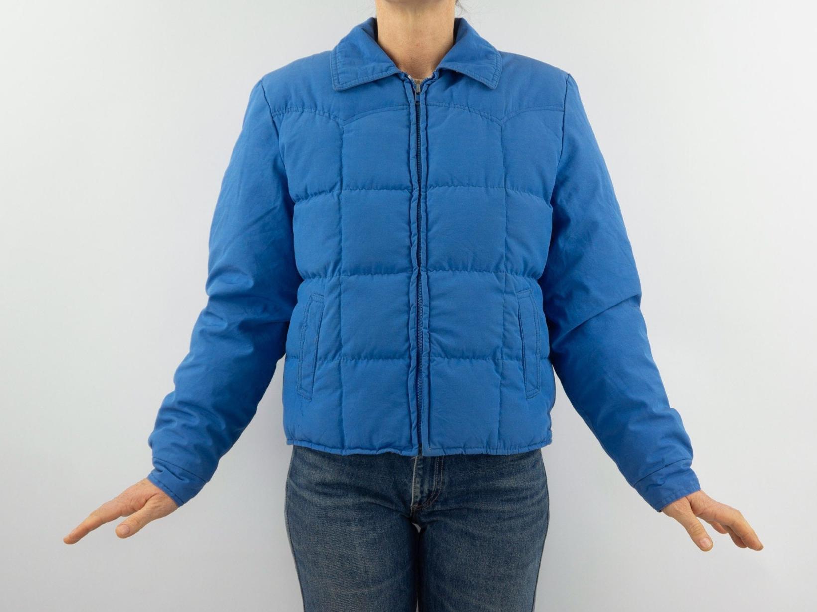 Schott, Vintage Schott NYC Goose Down Puffer 1980s | Blue Short Quilted Snow Jacket | USA | S