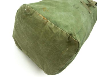 Vintage U.S. Army Military Bag 1940s | WWII Duffle | Large Khaki