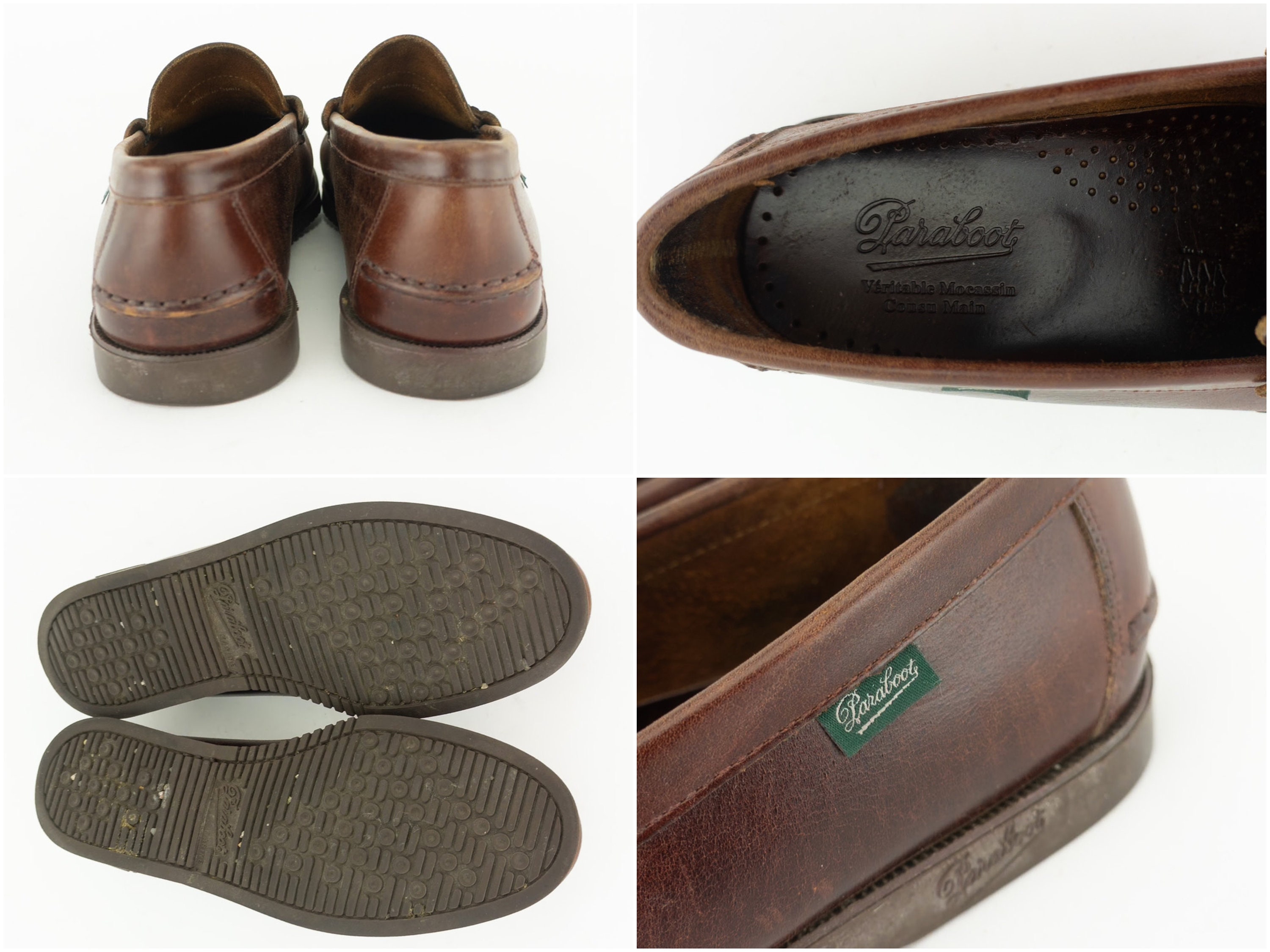 Paraboot Coraux Vintage Loafers 1990s Brown Leather Shoes 