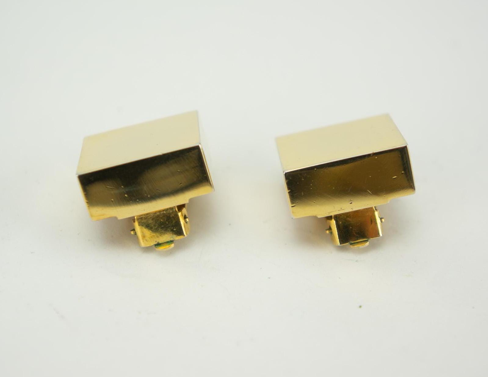 Boucles D'oreilles Vintage à Clips Poggi - Métal Doré Avec Boules Résine Colorées - Occasion