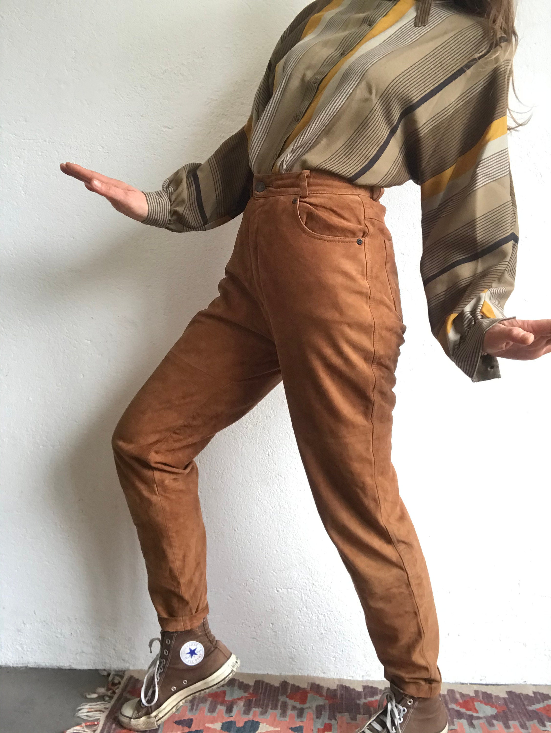 Vintage Leather Pants 1980s Tan Suede 