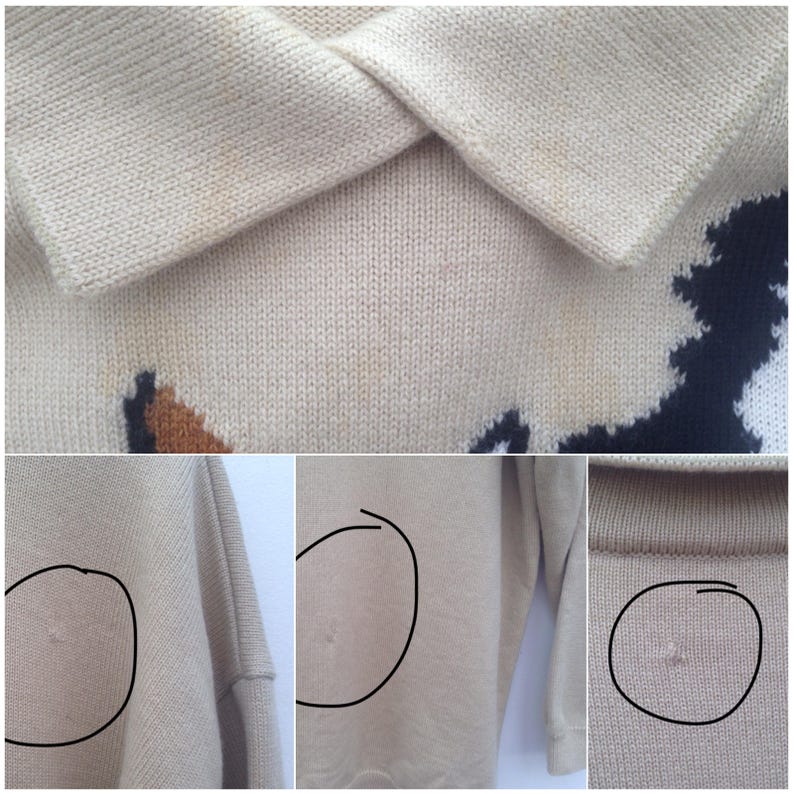 Knit Virgin woolCashmere Huskies Cr\u00e8me Sweater Vintage Knit Virgin woolCashmere Huskies Cr\u00e8me Sweater Vintage