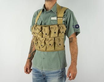 Vintage US Army Grenade Vest WW1/WW2 | Usmc Vest | Khaki Cotton