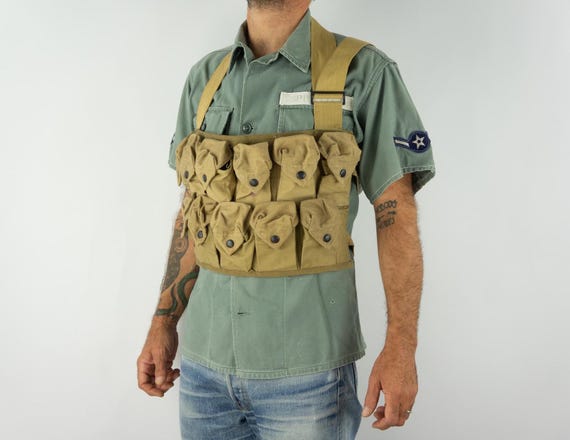 Vintage US Army Grenade Vest WW1/WW2 | Usmc Vest | Khaki Cotton