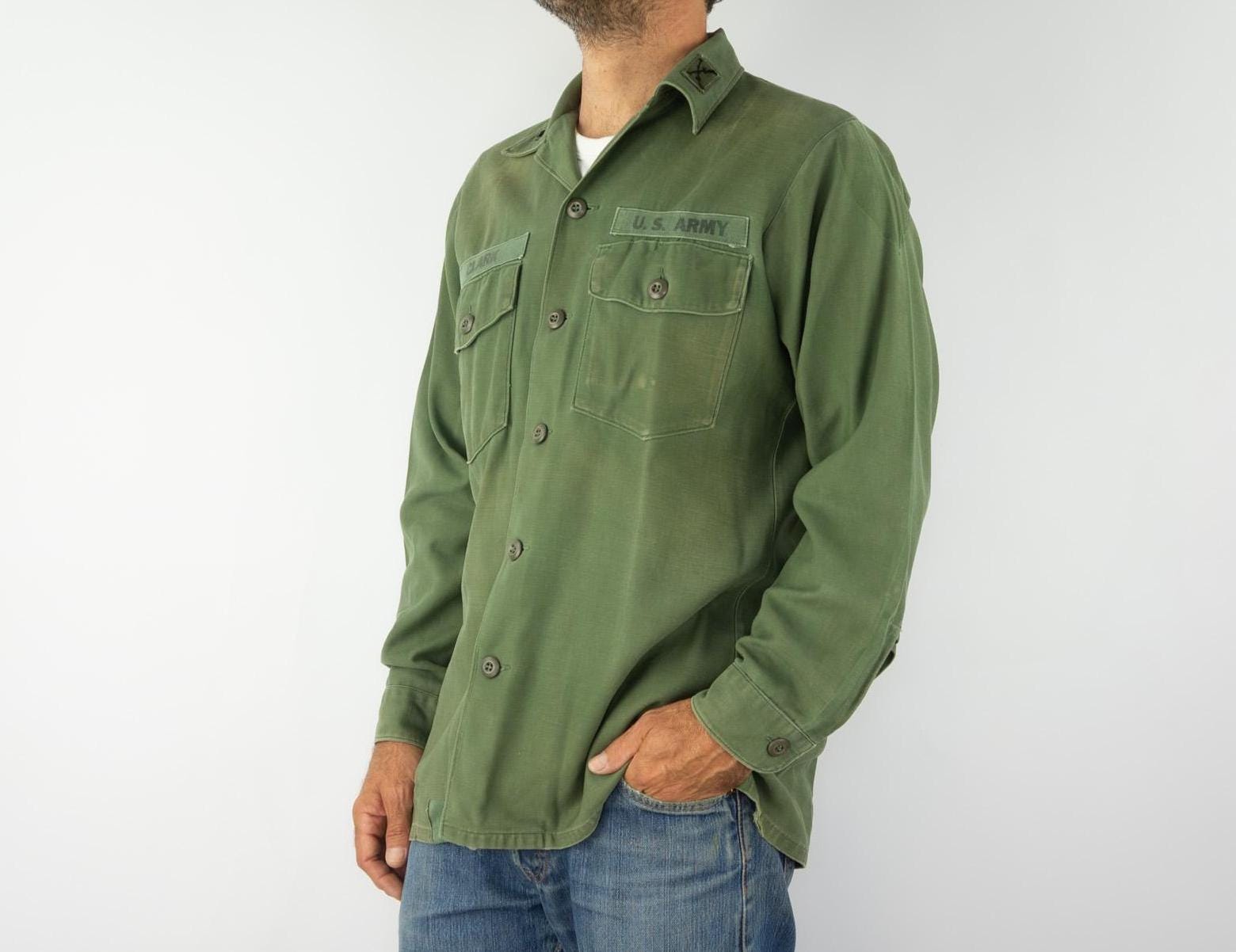 Vintage U.S. Army OG 107 Shirt 1960s | Type 3 Military Fatigue