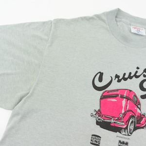 Tee Jays | Vintage Hot Rod Tee-Shirt | 1990s | Cruise 90 | Custom Car Tee | Street Road | Single Stitch | Grey Soft Cotton | Made in USA