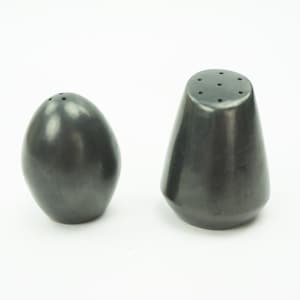 Vintage Salt & Pepper Shakers 1950s | Matte Black Modernist Ceramic | Minimalist Style | Mid-Century Modern | Made in France