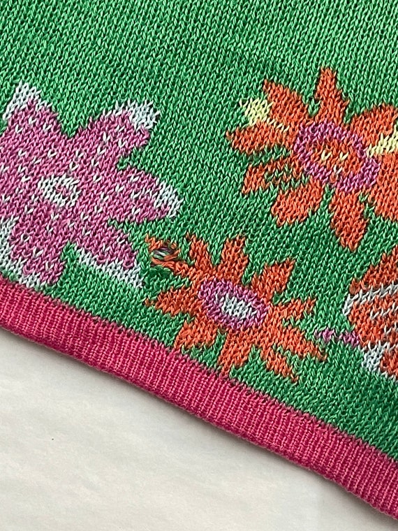 Kenzo Vintage Floral Knit Top 1990s | Colorful Cotton, Short