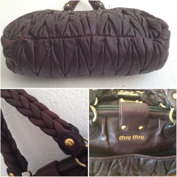 Miu Miu Vintage Leather Handbag 1990s Dark Brown Top - Etsy