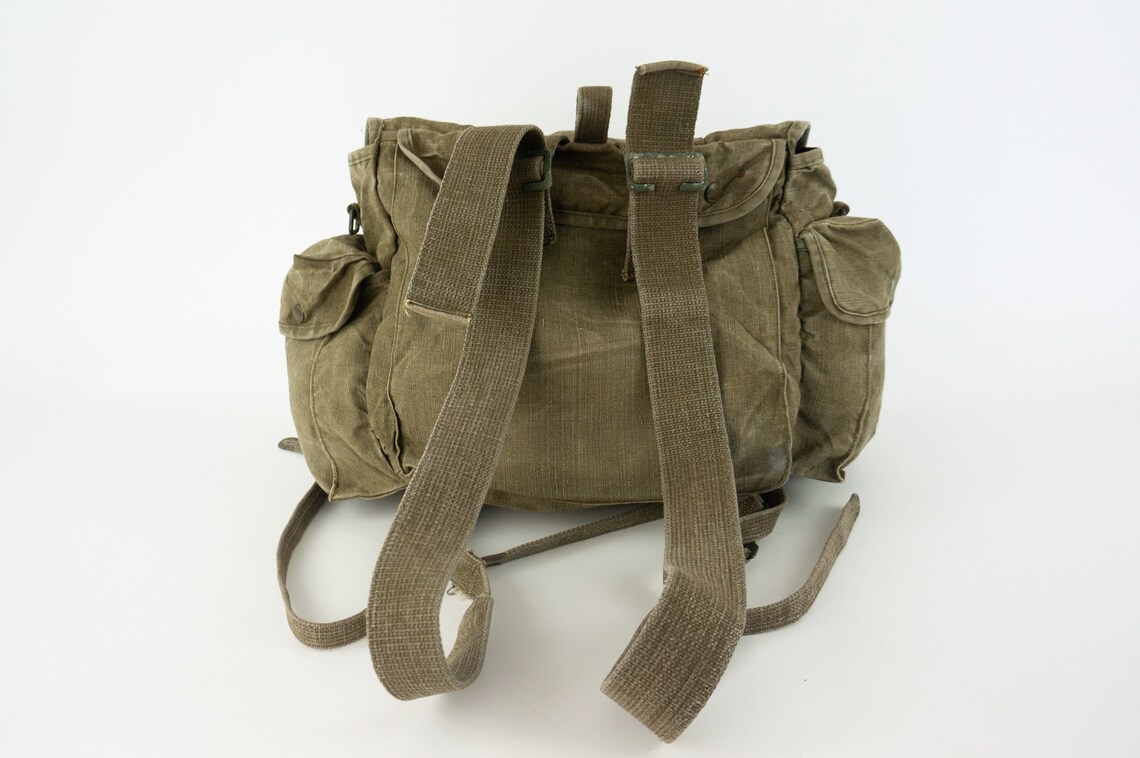 Vintage Military Backpack 1970s French Army Bag Khaki Etsy