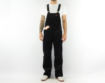 Adolphe Lafont Vintage Overall 1970s | Black Corduroy Workwear Dungarees | Collector NOS | Made in France | Size S