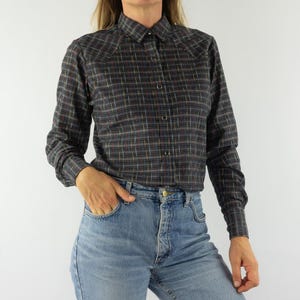 H Bar C Ranchwear | 1970s Vintage Western Shirt | Black Striped Cotton Cowboy Style | Western Wear | Rodeo Cowgirl | Made in USA | Size S