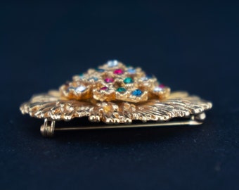 Carven | Vintage Flower Brooch | 1970s | Gold Plated
