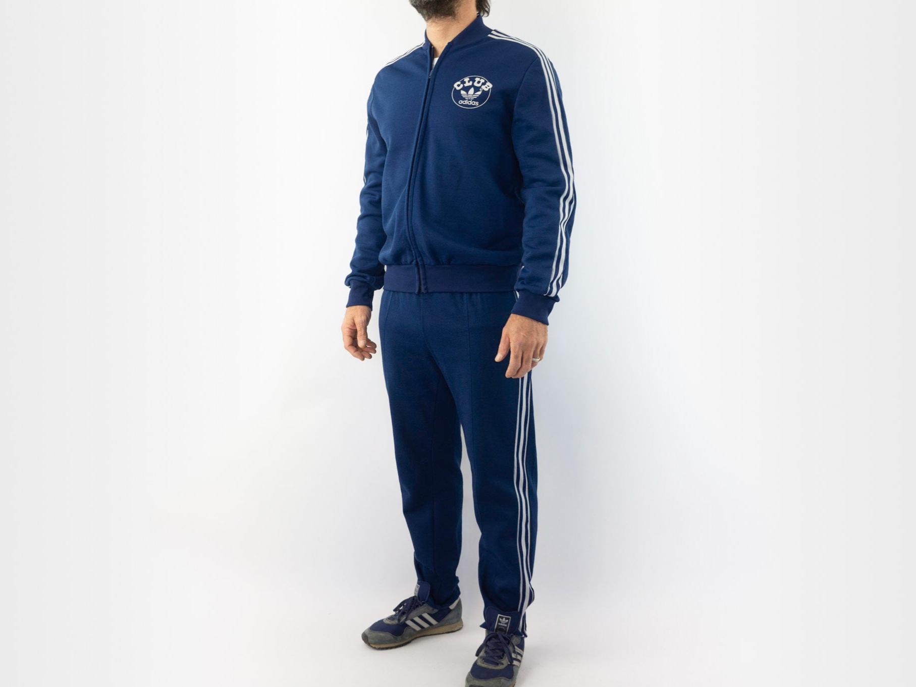 Adidas Club Vintage Tracksuit 1970s | Navy Blue Jogging Suit With 