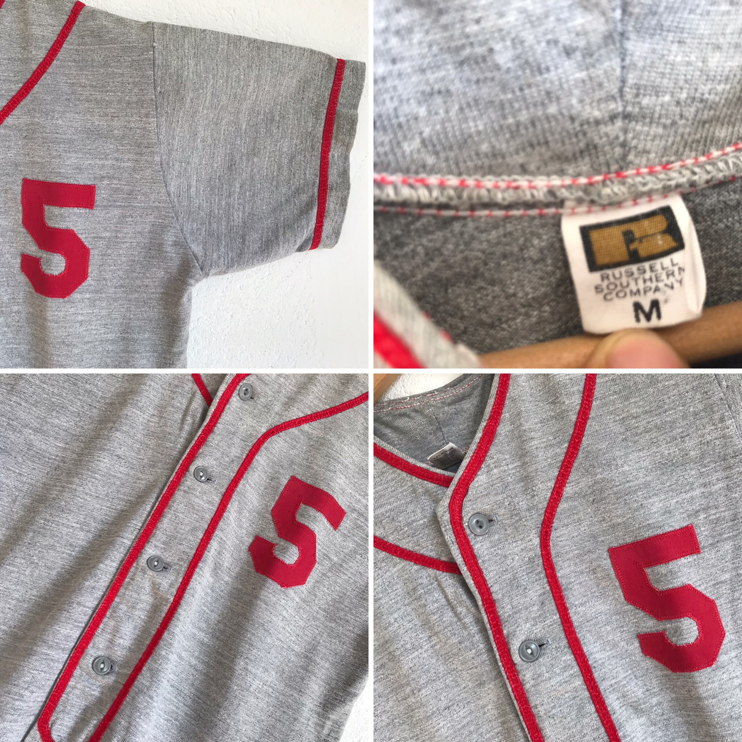 Russell Southern Vintage Baseball Jersey 1960s | Grey Cotton Blend
