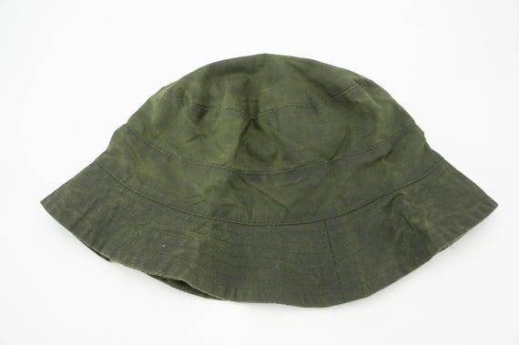Vintage Bucket Hat 1980/90s | Waxed/oiled Khaki Green